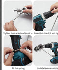 Instructions showing Drill Nibbler Sheet Metal Cutting Tool With Adapter installation on a cordless drill for metal cutting.