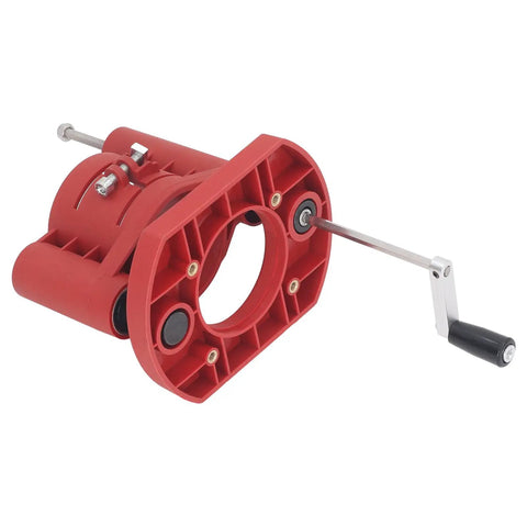 DIY Router Lift Kit With Table Lift System For Router Table Insert Base Plate, 48mm Lifting Capacity, Clamp Range 2.51 To 2.58 Inches, Aluminum And Stainless Steel Build For Woodworking Slotting Trimming Machines, red body with crank handle