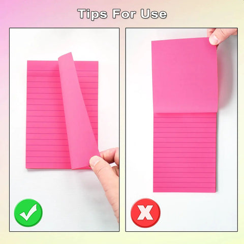 Correct and incorrect use of Nine Pack 4x6 Inch Lined Sticky Notes With Lines In Nine Bright Colors Large Ruled Self Adhesive Note Pads