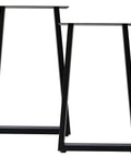 Beefy Heavy Duty Square Tube Metal Table Legs Set Of 2 With Adjustable Feet And Anti Rust Matte Black Finish, 17.7W x 28H Inch