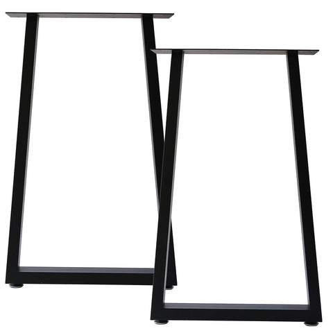 Beefy Heavy Duty Square Tube Metal Table Legs Set Of 2 With Adjustable Feet And Anti Rust Matte Black Finish, 17.7W x 28H Inch