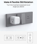 Heavy Duty Sideways Wall Outlet Extender With Three Power Sockets For Fast Charging Laptops Phones And Gadgets mounted on a wall.