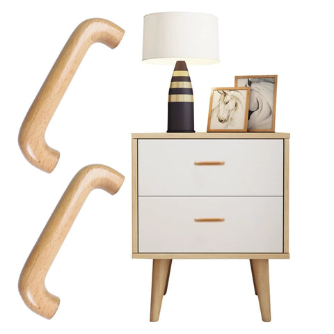 8 Pack Arch Wooden Cabinet Pulls Beech Wood Drawer Handles With Screws, natural finish handles on dresser