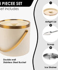 3L Double Wall Insulated Stainless Steel Ice Bucket With Scoop For Cocktails And Bar Parties, Wide Mouth Design for Quick Grabs
