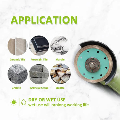 Diamond Porcelain Tile Saw Blade 10 Inch 250mm Dry Or Wet Cutting Disc with material application examples