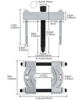 Dimensional diagram of Heavy Duty Bearing Splitter And Five Inch Gear Pulley Puller Set For Wheel Hubs Pinions And Crankshafts