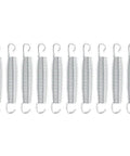 Super Tough 50Kg Load Extension Springs 10 Pack Heavy Duty Steel Made For Garage Doors And Trailer Ramps That Never Snap Plus Great Elasticity! featuring ten steel springs with hooks.