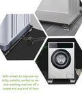 Heavy Duty Washing Machine Stand With Wheels And Shockproof Pads, Stainless Steel Appliance Dolly Mover For Frigidaire Dishwasher, close-up of wheels and stability features.