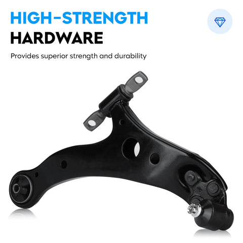 Front Lower Control Arm With Ball Joint Kit For Lexus ES300 02 03 ES330 04 06 RX330 04 06 RX350 07 09 Toyota Camry 04 06 Highlander 04 07 Solara 04 08 Direct Fit Two Piece Suspension Kit showing high-strength hardware