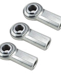 3/8 Inch RH Female Thread Heim Joint Rod Ends Set For Steering Clutch Brake And Suspension Linkage, Heavy Duty Carbon Steel Body, Standard Rod End Bearings, 3 Pack, 3-pack silver rod ends