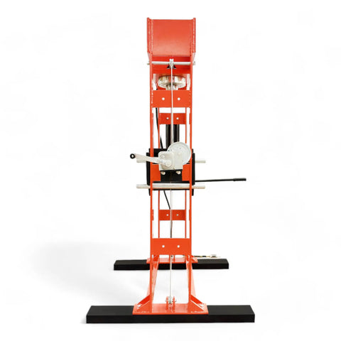 Heavy Duty 75 Ton Hydraulic Shop Press With Air Assist And Dual Pistons For Bearing Pulling Gear Press And Metal Bending front view with dual cylinder setup.