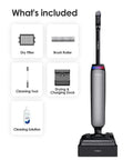 Kick Dust With This Badass Wet Dry Vacuum Cleaner Packing 22kpa Suction And Fifty Min Runtime For Floors That Look Fresh included accessories like filter, brush roller, cleaning tool, and solution.
