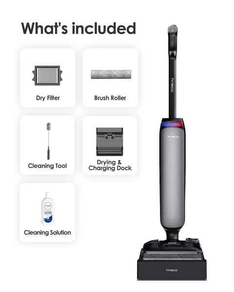Kick Dust With This Badass Wet Dry Vacuum Cleaner Packing 22kpa Suction And Fifty Min Runtime For Floors That Look Fresh included accessories like filter, brush roller, cleaning tool, and solution.