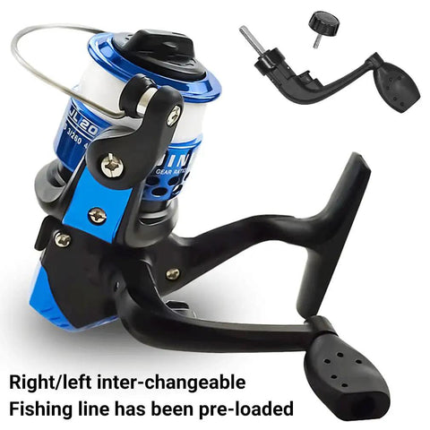 Reel of Kids Fishing Rod Set 1.5M Telescopic Pole With Reel, Line and Tackle Kit, black handle and interchangeable features