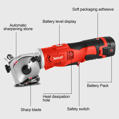 Cordless Rotary Fabric Cutter For Leather And Carpet Ultra Fast 880 RPM Electric Scissors with battery and sharp blade