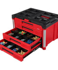 22 Inch 4-Drawer Polymer Tool Box With Quick Adjust Dividers And Modular Storage System showing open drawers with organized tools