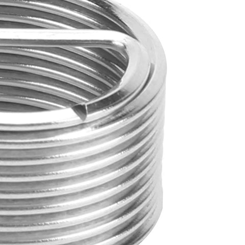 Close-up of 10Pcs M18x1.5 Thread Inserts Coil Type Screw Bushing Expansion Tool Heavy Duty Stainless Steel for metal threads