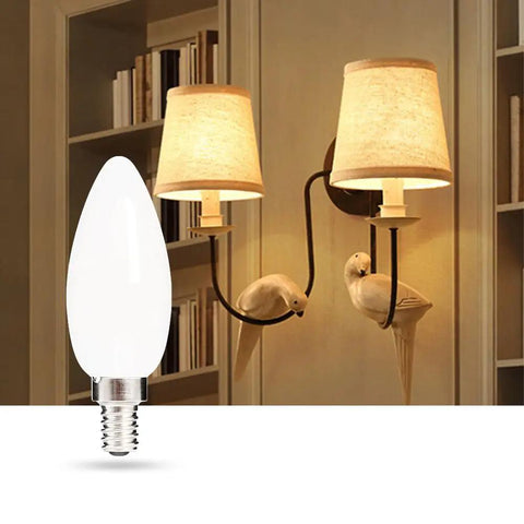 Dimmable LED Filament Candelabra Bulb With E12 Base For Your Chandelier, Frosted Glass, 2700K Warm White, UL Listed, 6 Pack