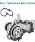 Heavy Duty Direct Fit Water Pump With Gasket Straight Shot Install for Ford Escape 1.6L L4 engine showing anti-leak design.