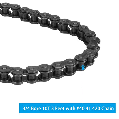 Centrifugal Go Kart Clutch Three Quarter Bore Ten Tooth Sprocket With 40 41 Chain 96 Links showing part of the chain