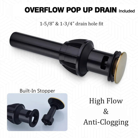 Brushed Gold 4 Inch Centerset Bathroom Faucet With Two Handles For 3 Hole Lavatory Vanity Sink Overflow Pop Up Drain