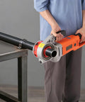 2300W Heavy Duty Electric Pipe Threader Machine Kit held by a user, showing copper motor for threading pipes.