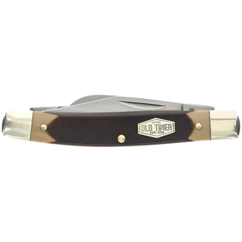 Solid As A Rock Pocket Folder With 2 Inch Clip Point Blade Crafted From High Carbon Stainless Steel And Rough Cut Sawcut Grip, closed view.