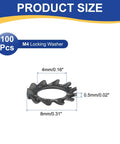 External Tooth Lock Washers M4 Serrated Locking Washers, Carbon Steel Heavy Duty Fasteners Pack Of 100, size diagram