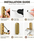Installation guide steps for Heavy Duty Foldable Wall Hooks Set Of Two Knockout Gold Finish Built To Rock With Super Sturdy Zinc Alloy Mounts Effortlessly.
