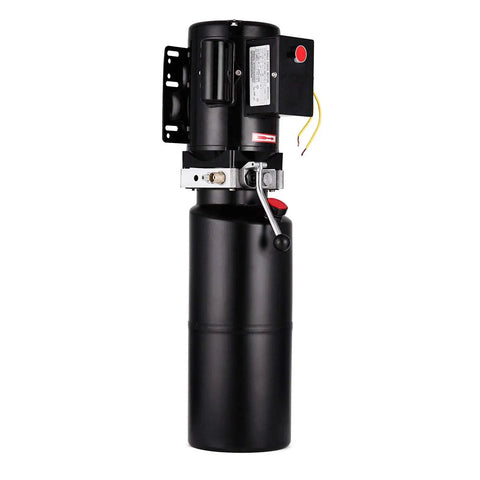 Heavy Duty 220V Hydraulic Pump With 10L Steel Oil Tank And 2950 PSI Max Pressure For Auto Repair Shops side view showing sleek black design.