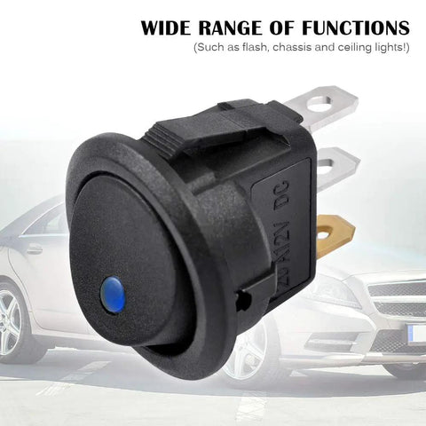 Three Pack 12V DC 20A Blue Round Rocker Toggle Switches With Bright Blue LED Indicator SPST On Off Power Switch for Cars