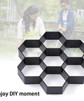 Hexagon Concrete Path Mold For DIY Walkways Reusable 11.4 By 11 By 1.7 Inch ABS Paver Mold with family in garden