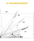 28 Inch Adjustable Solar Panel Tilt Mount Brackets With Foldable Tilt Legs showing 0-90 degree adjustment angles for roof RV setup