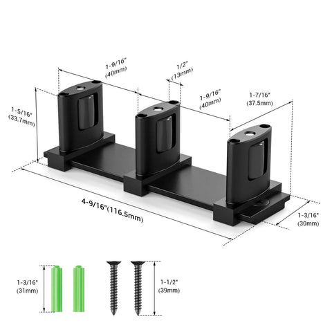 Adjustable Three Wheel Sliding Barn Door Floor Guide For Bypass Doors Black Finish With Ultra Smooth No Hassle Double Sided Pulley System Easy Install Heavy Duty Floor Guide For Closet Doors One Piece Design with hardware.