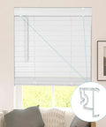 Clean 2 Inch Window Blind Valance Clips 12 Pack Heavy Duty Plastic Snap Holders installed on white horizontal blinds.