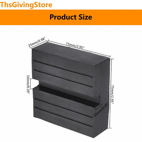 Heavy Duty Square Jack Pads With Anti-Slip Rubber Build For Safe Car Lifting And Pinch Weld Protection, size dimensions shown.