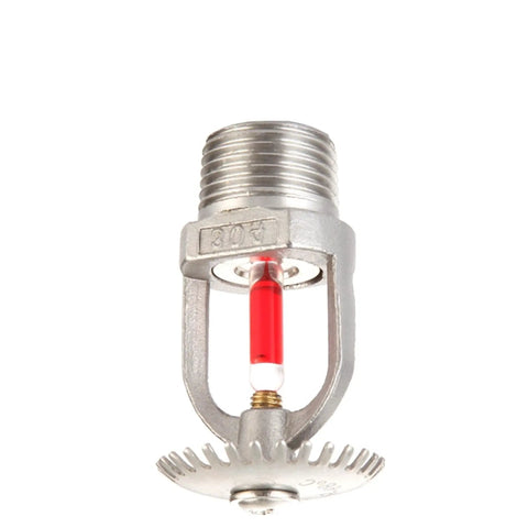 Top Shelf 304 Stainless Steel Fire Sprinkler Head Upright 68C 155F DN15 1/2 In Thread With Red Glass Bulb Thermal Activation.