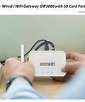 Hands connecting GW3000 Weather Station Gateway With Wi Fi And Ethernet, Built In 3 In 1 Temperature Humidity And Barometric Sensors