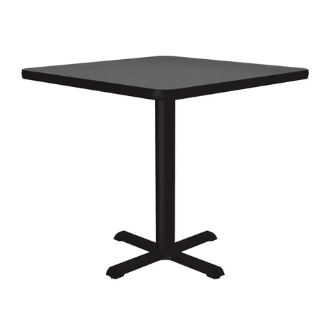 30-Inch Square Bar Table For Cafes And Break Rooms With 29-Inch Tall Height, Montana Granite Laminate Top, Black X Base