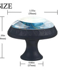 Top Shelf 4 Pack Of 1.37 Inch Round Cabinet Knobs Serving A Sharp Blue Marble Pattern durable glass, 1.37" size with dimensions.