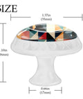 4 Pack Modern Geometric Drawer Knobs With White Base And Crystal Glass Finish 35mm Diameter, shown with size dimensions