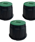 Three Pack 10 Inch Sprinkler Valve Boxes Made From Durable PP Round Irrigation Box For Garden Yard Lawn Grassland Ground Farm