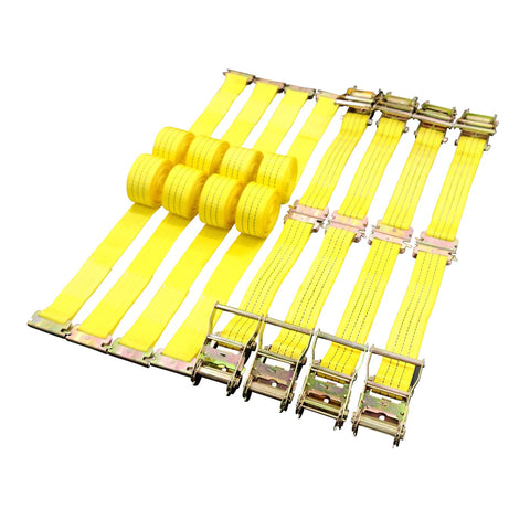 Heavy Duty Ratchet Tie Down Straps 2 Inch Wide By 15 Foot Long For Safe Cargo Securement 4,400 Pound Breaking Strength 8 Pack