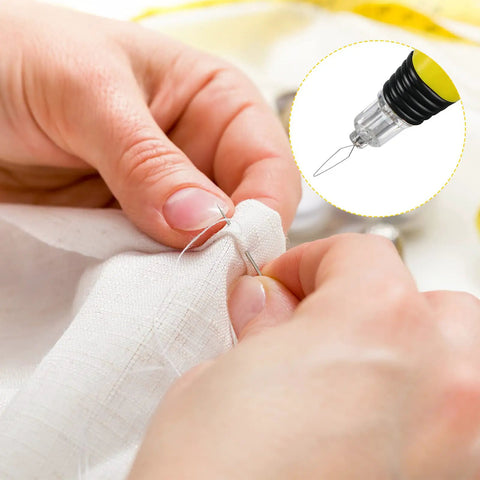 Using LED Needle Threader Set With Lighted Wire Loop For Sewing 2 Pack Illuminated Threading Tool For Yarn Floss Embroidery And Stitch Crafting