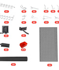 Four 12x24 Inch Metal Pegboard Panels Kit With 64 Accessories, wall mount system displayed with hooks, bins, and panels