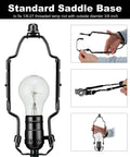 Badass Adjustable Lamp Shade Harp Kit For Table And Floor Lamps Heavy Duty Metal Holder with Standard Saddle Base and bulb.