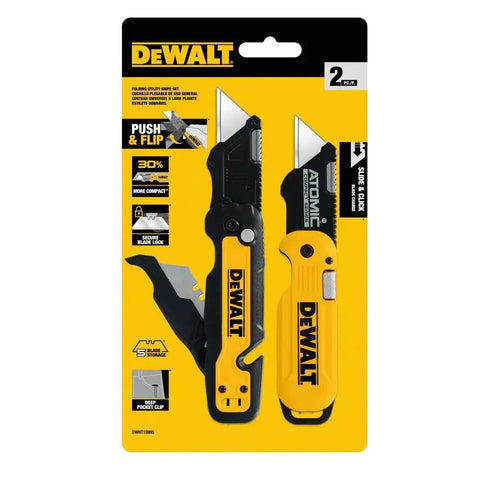 Push And Flip Folding Utility Knife Set With One Handed Operation And 30 Percent More Compact Design for tight spaces, retail package