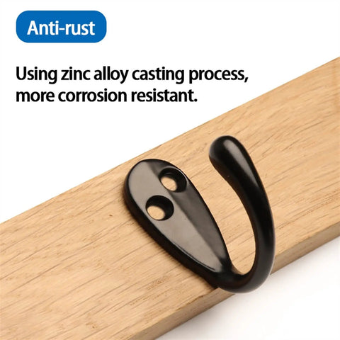 Rock Solid 10 Pack Heavy Duty Wall Hooks, Top Shelf Stainless Steel Robe Coat Hanger Rack mounted on a wooden surface.