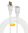 15 Foot Two Prong Indoor Outdoor Extension Cord With Single Outlet White Thin Design For Holiday Lights Lamps Cameras
