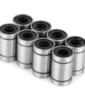 Eight Piece Linear Ball Bearings LM6UU 6MM Double Sealed Linear Motion Bushings for 3D Printer and CNC Rigs, hardened steel.